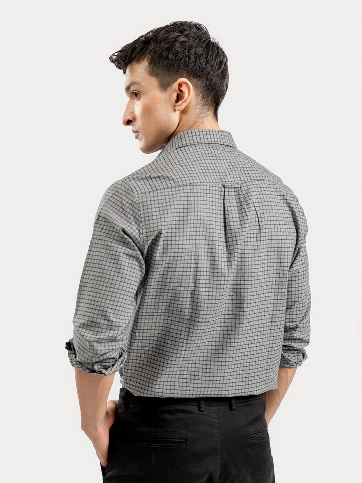 Grey Flannel Gingham Checkered Shirt