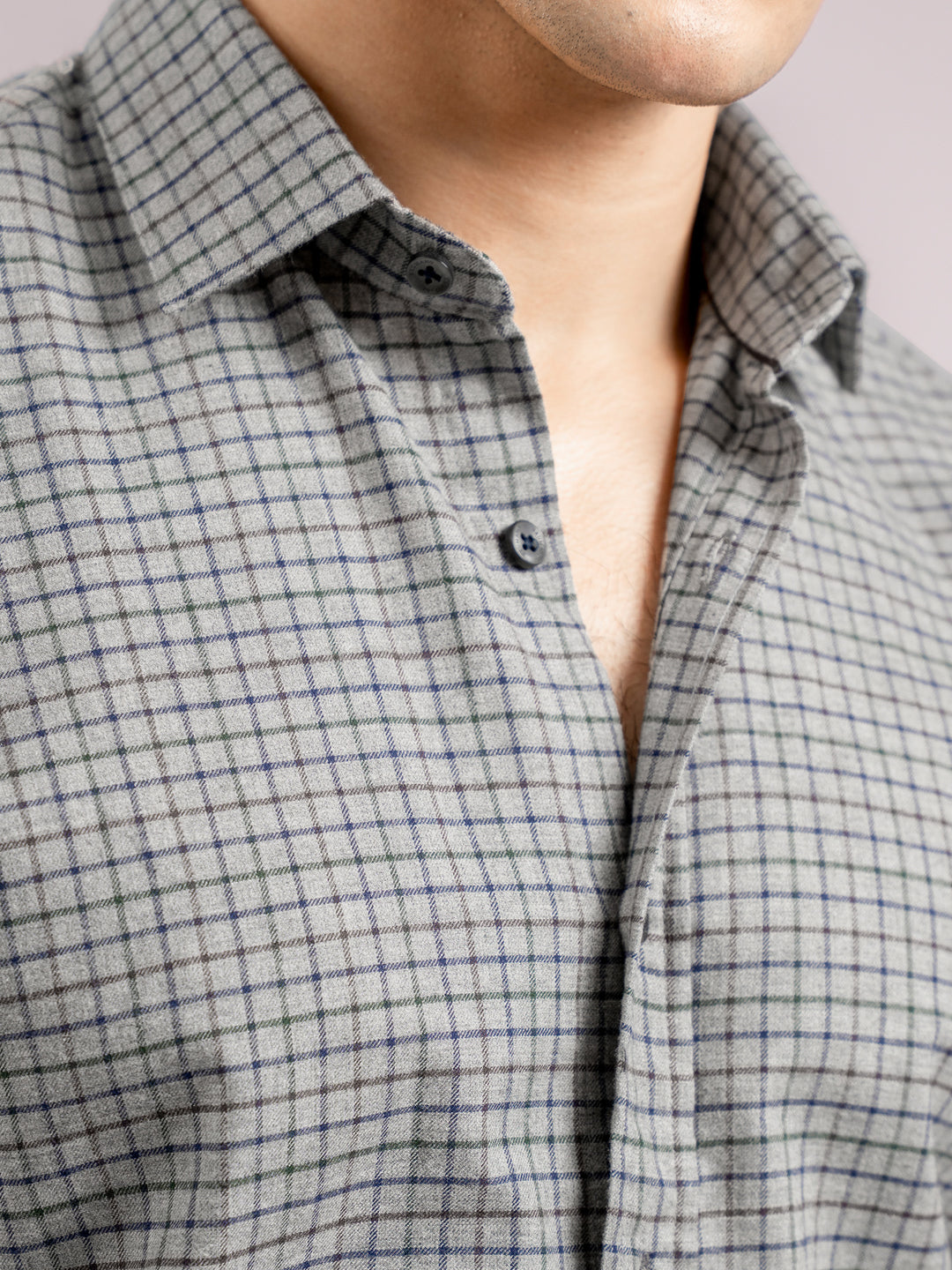 Grey Flannel Gingham Checkered Shirt