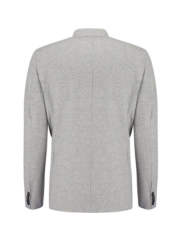 Grey Herringbone Wool & Cashmere Blazer - Sartoria
