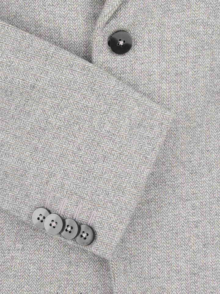 Grey Herringbone Wool & Cashmere Blazer - Sartoria