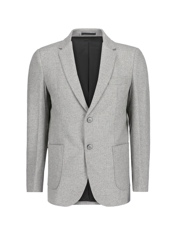 Grey Herringbone Wool & Cashmere Blazer - Sartoria