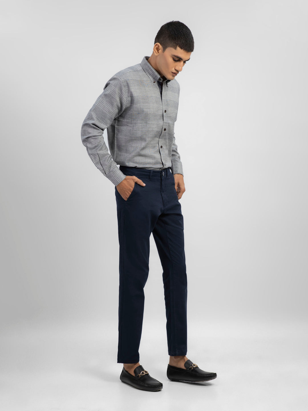 Grey Large Flannel Checkered Shirt Brumano Pakistan