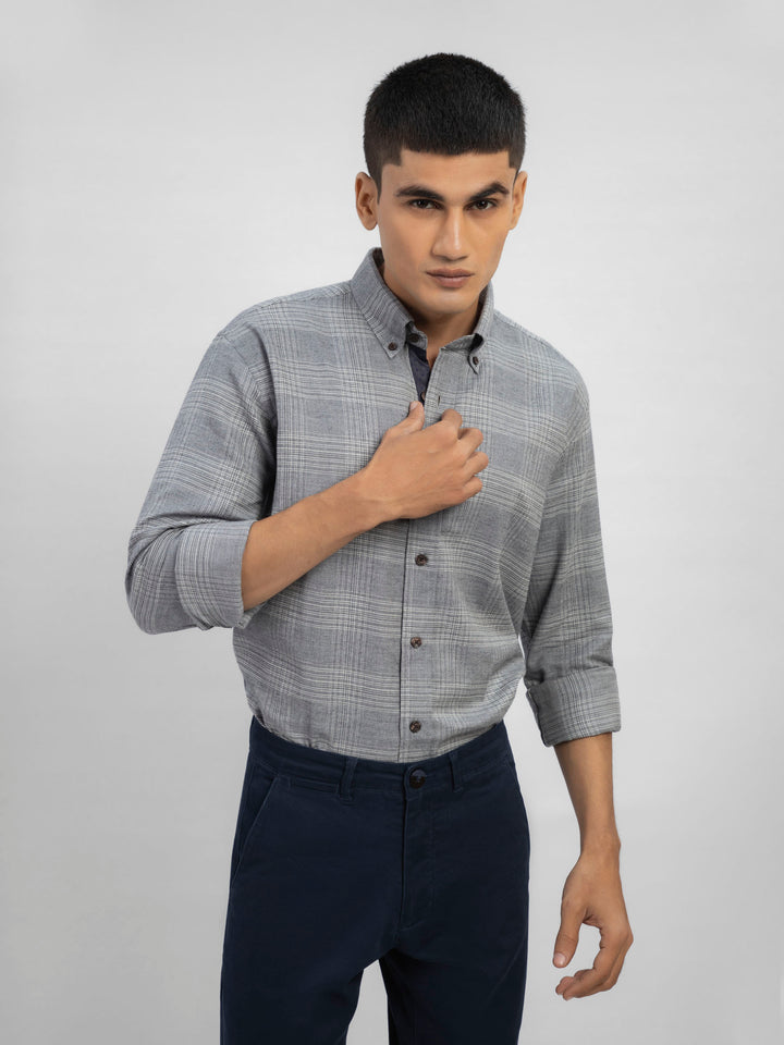 Grey Large Flannel Checkered Shirt Brumano Pakistan