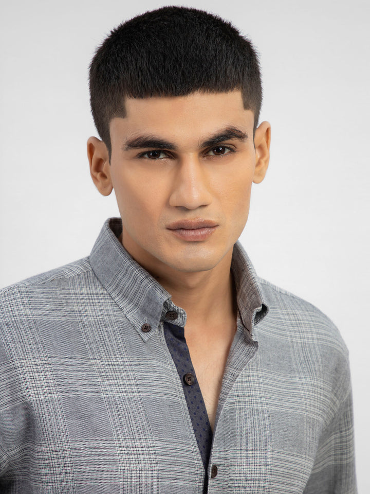 Grey Large Flannel Checkered Shirt Brumano Pakistan