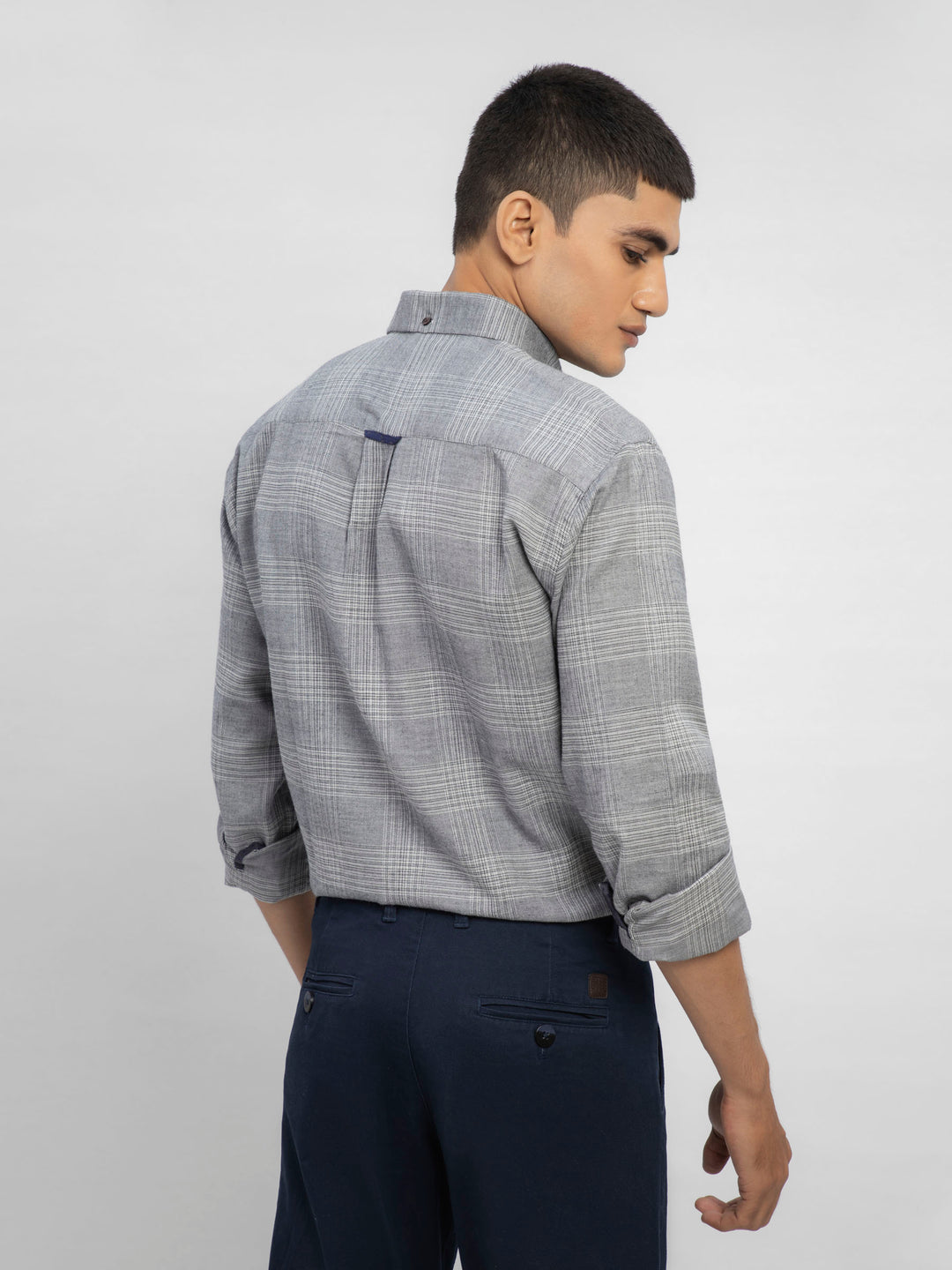 Grey Large Flannel Checkered Shirt Brumano Pakistan