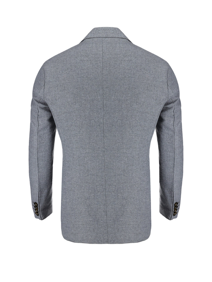 Grey Melange Wool & Cashmere Blended Blazer - Sartoria Brumano Pakistan