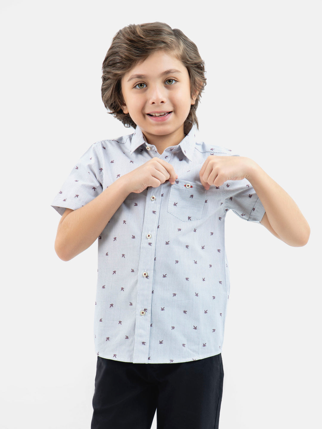 Grey motif printed half sleeve casual shirt brumano pakistan