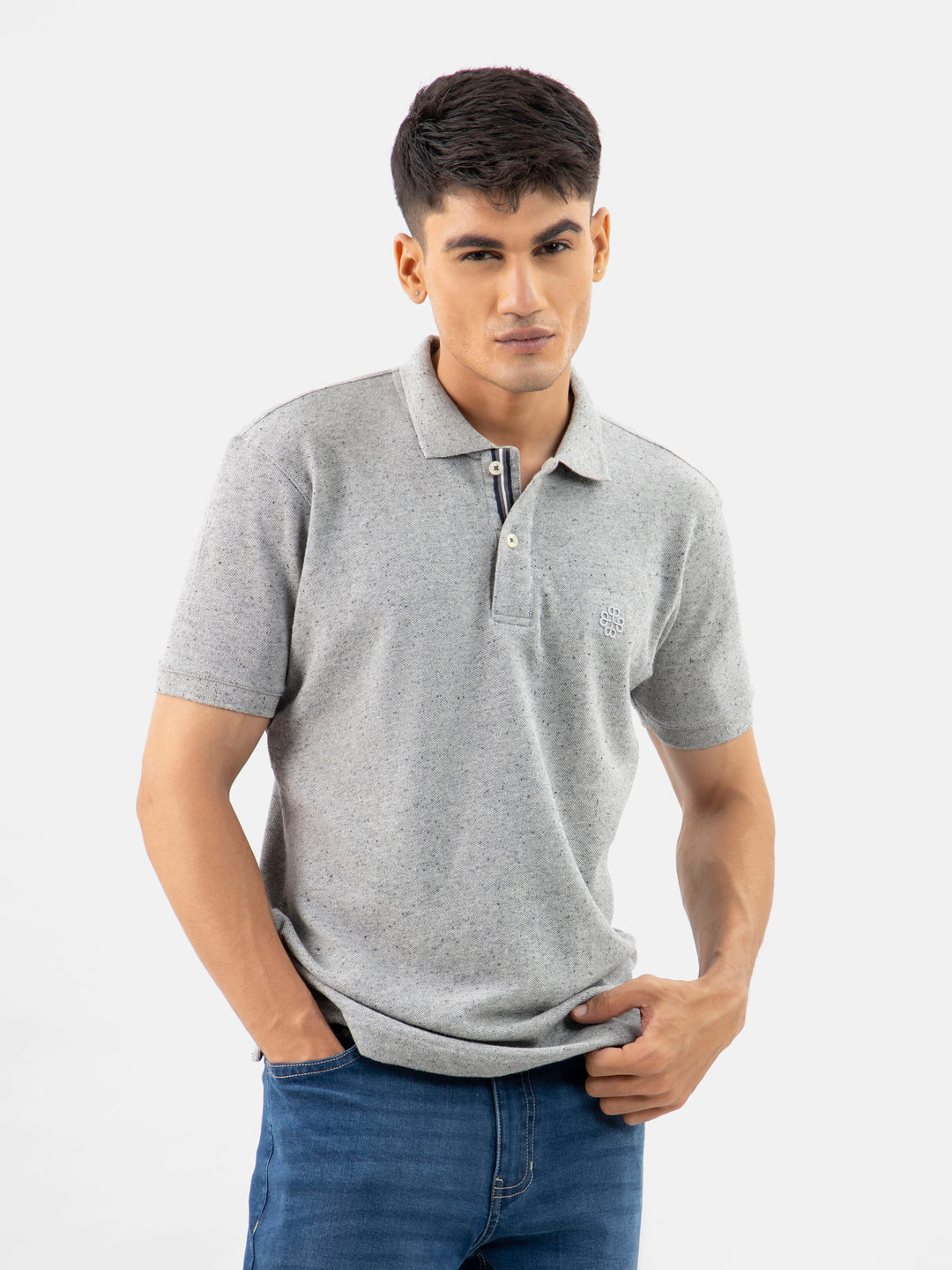 Grey neppy cotton basic polo brumano pakistan