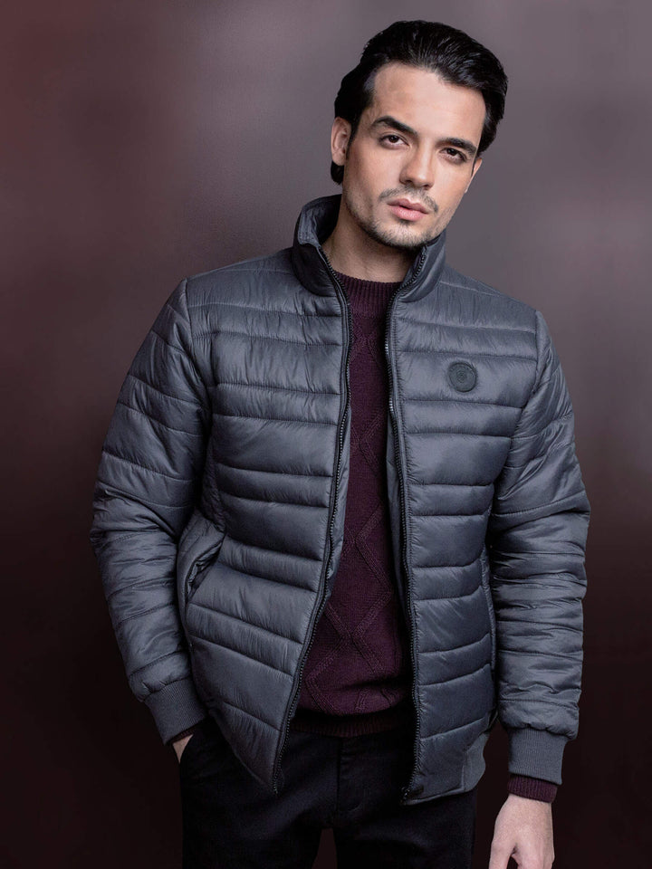 Grey Nylon Puffer Jacket Brumano Pakistan