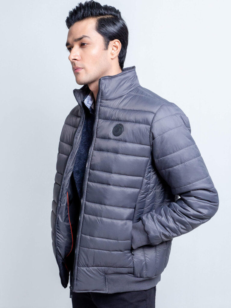 Grey Nylon Puffer Jacket Brumano Pakistan