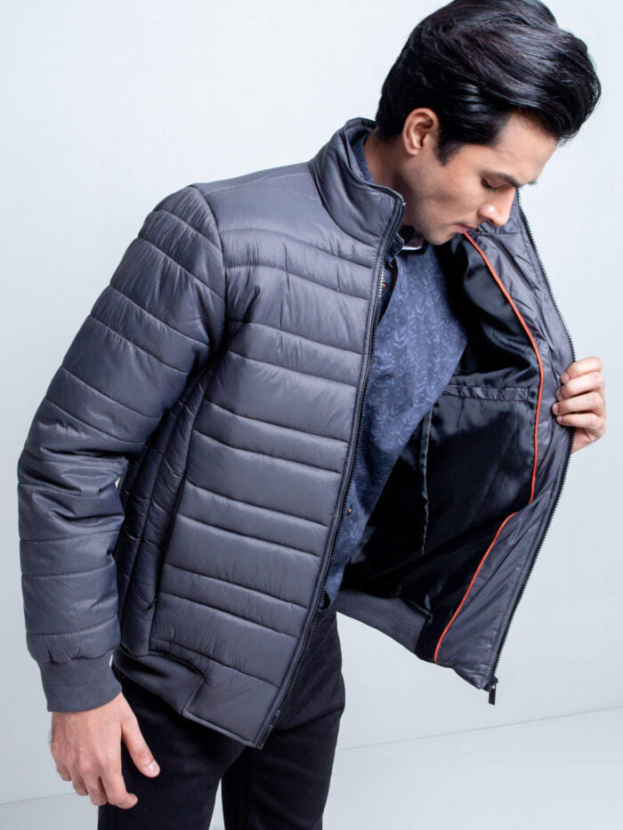 Grey Nylon Puffer Jacket Brumano Pakistan