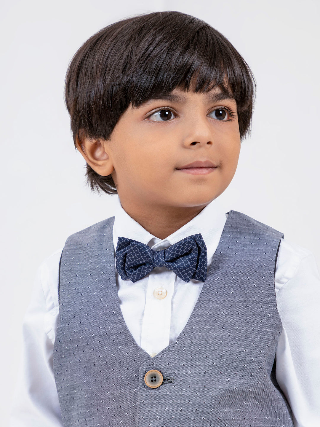 Grey Patterned Suit Vest With Bow Brumano Pakistan