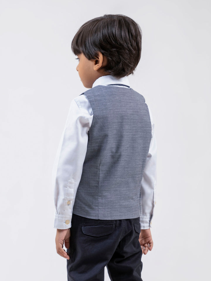 Grey Patterned Suit Vest With Bow Brumano Pakistan