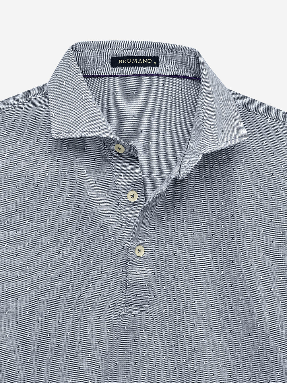 Grey Polka Dot Mercerized Polo With Cutaway Collar