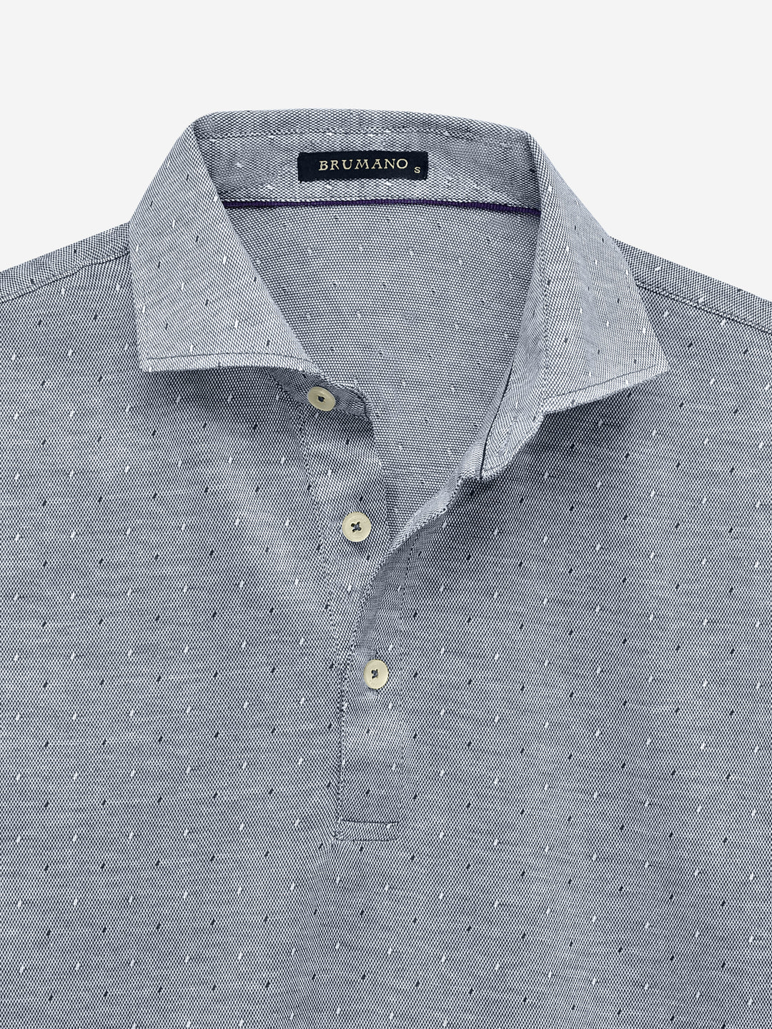 Grey Polka Dot Mercerized Polo With Cutaway Collar Brumano Pakistan