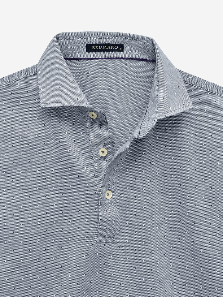 Grey Polka Dot Mercerized Polo With Cutaway Collar Brumano Pakistan