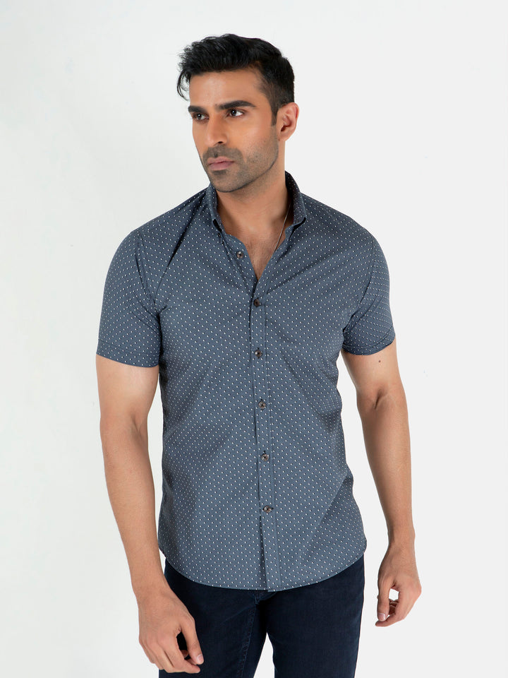Grey Printed Half Sleeve Casual Shirt Brumano Pakistan
