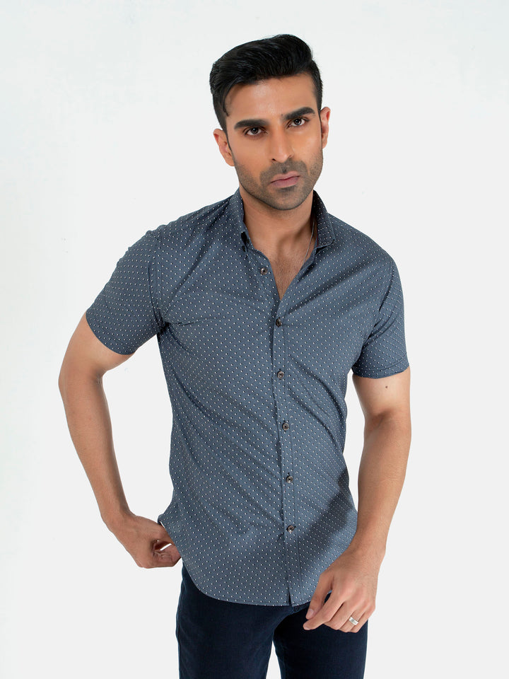 Grey Printed Half Sleeve Casual Shirt Brumano Pakistan