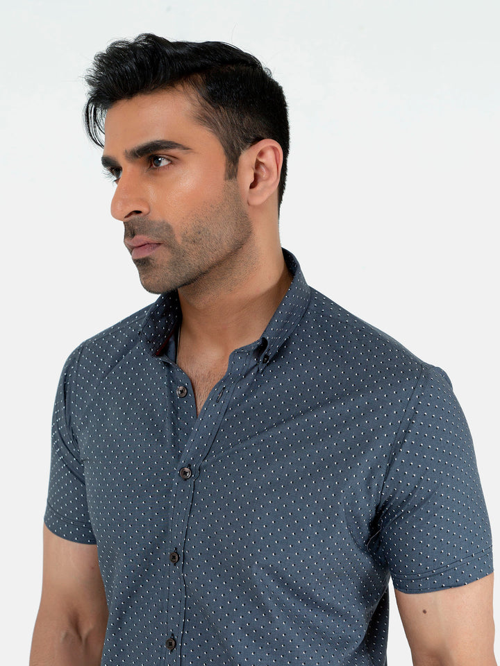 Grey Printed Half Sleeve Casual Shirt Brumano Pakistan