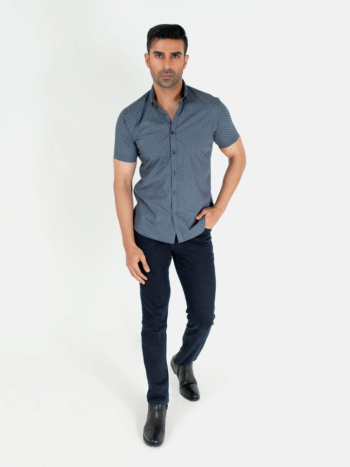 Grey Printed Half Sleeve Casual Shirt Brumano Pakistan