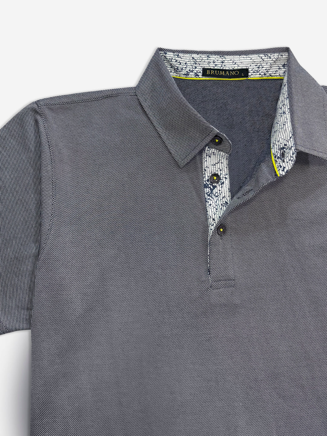 Grey Self Collar Polo With Contrasting Detailing