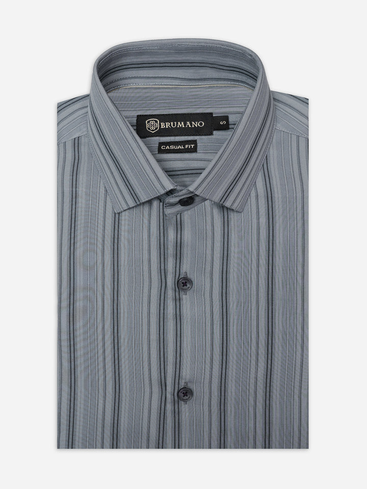 Grey Striped Formal Shirt