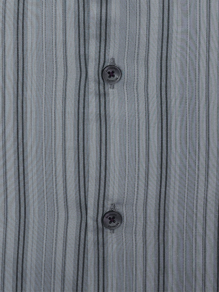 Grey Striped Formal Shirt