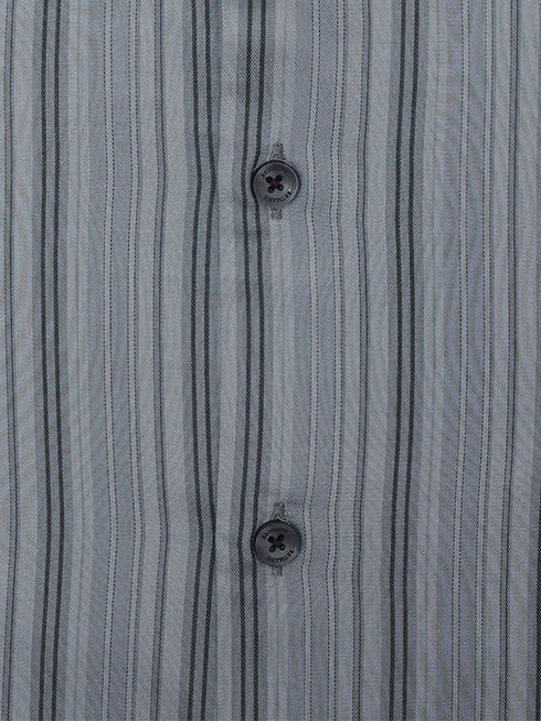 Grey Striped Formal Shirt
