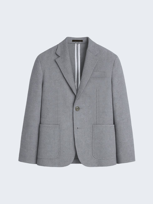 Grey Structured Linen Blended Blazer