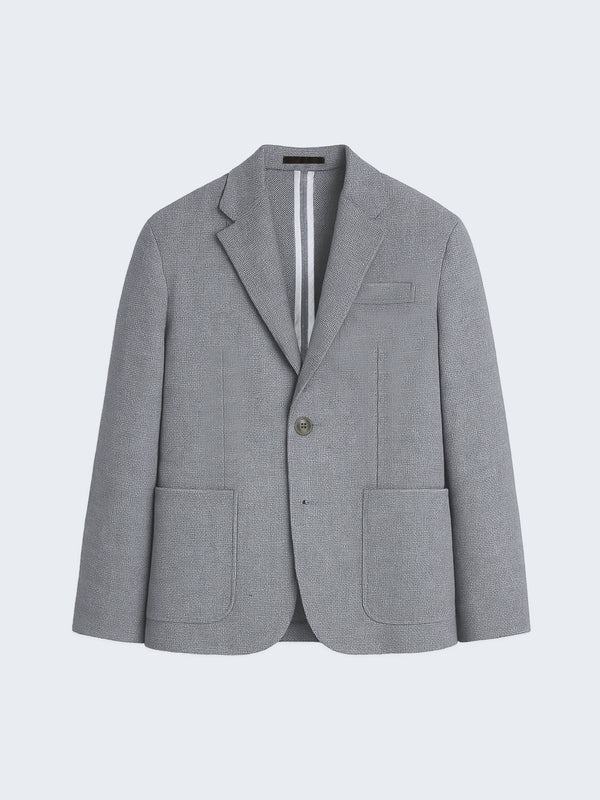 Grey Structured Linen Blended Blazer