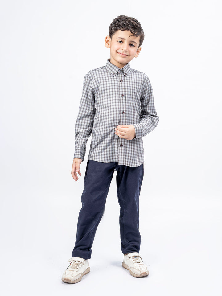 Grey Tartan Plaid Casual Checkered Shirt