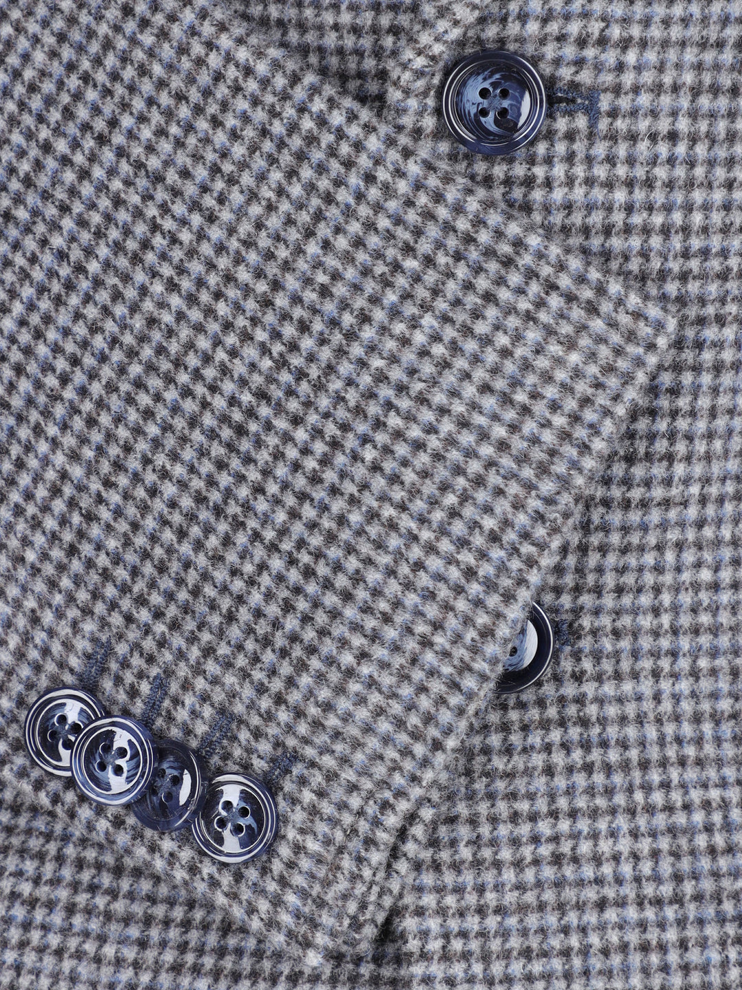 Grey Two Tone Houndstooth Wool & Cashmere Blended Blazer - Sartoria