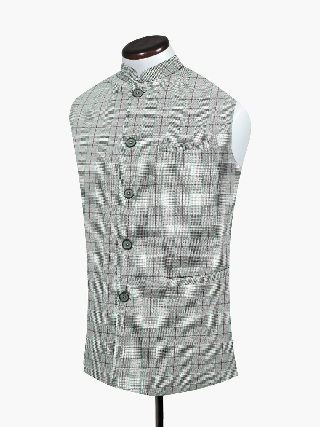 Grey Windowpane Checkered Waistcoat