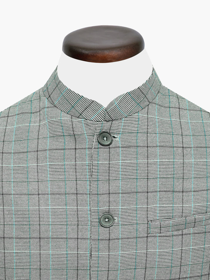 Grey Windowpane Checkered Waistcoat