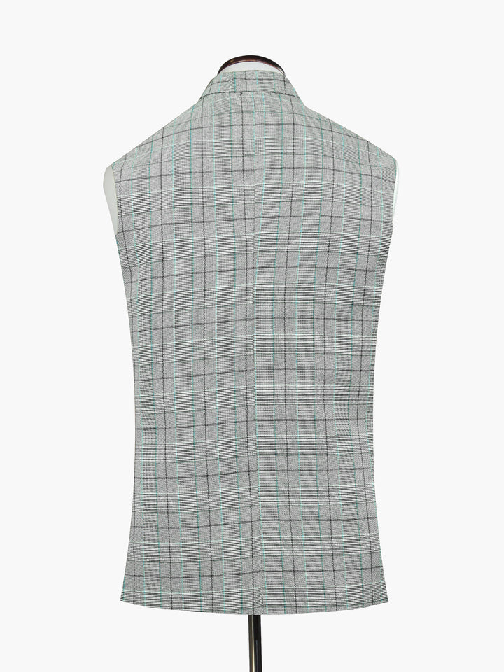 Grey Windowpane Checkered Waistcoat