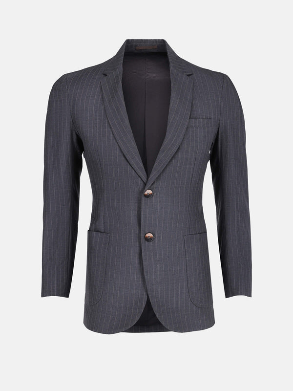Grey Wool Pinstriped Formal Blazer Brumano Pakistan