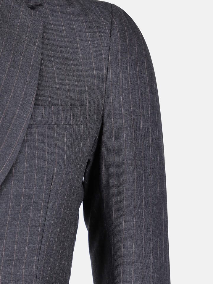Grey Wool Pinstriped Formal Blazer Brumano Pakistan