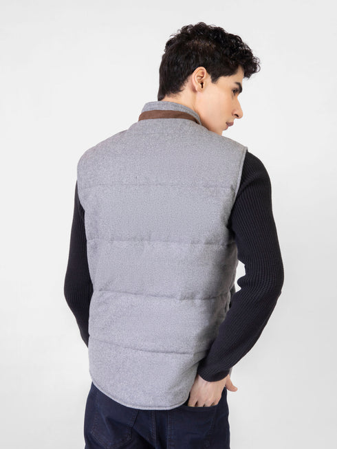 Grey Woolen Quilted Vest