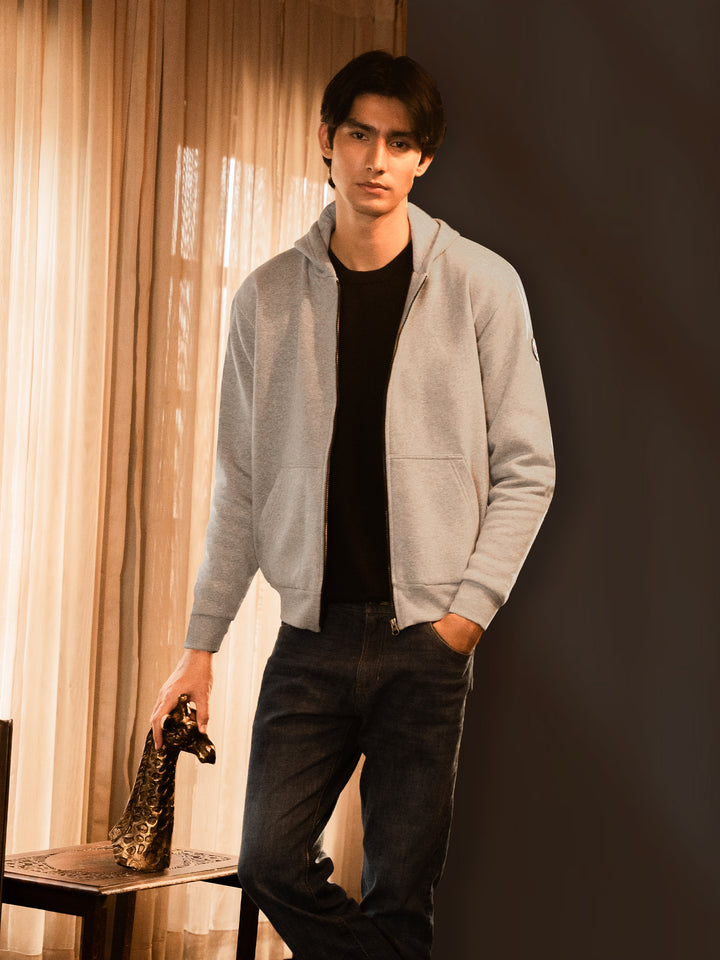 Grey Zipper Hoodie Jacket