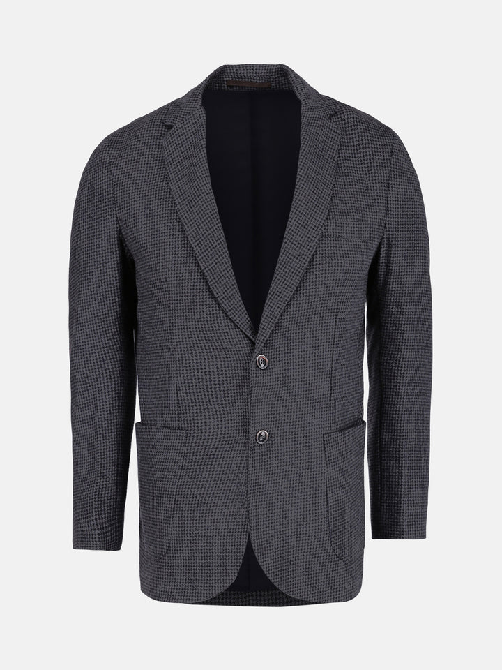 Grey & Black Houndstooth Wool Blended Blazer Brumano Pakistan