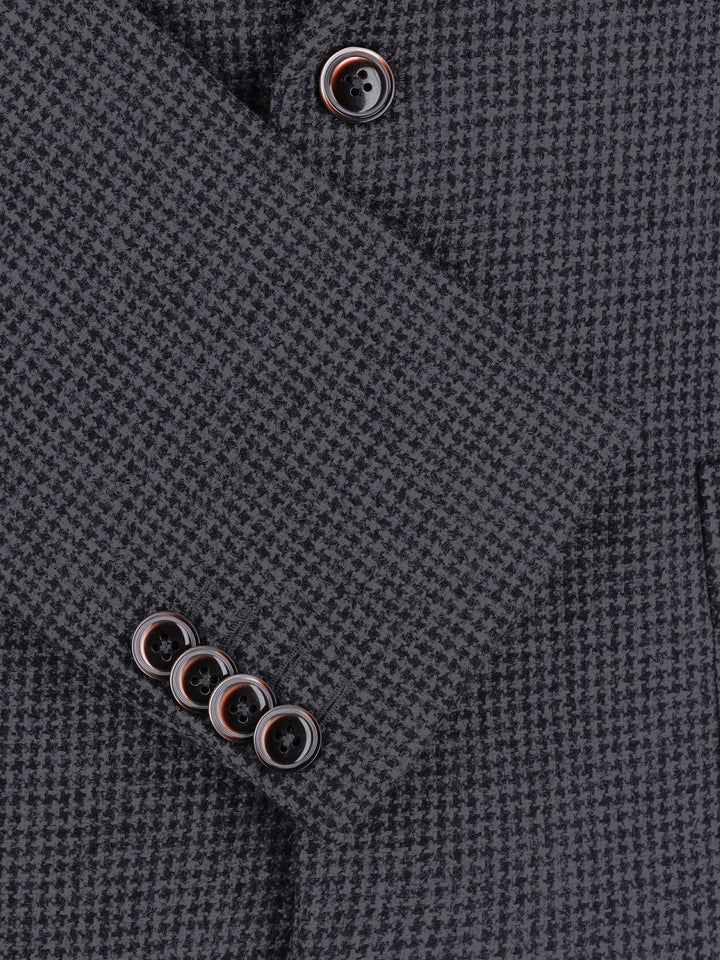 Grey & Black Houndstooth Wool Blended Blazer Brumano Pakistan