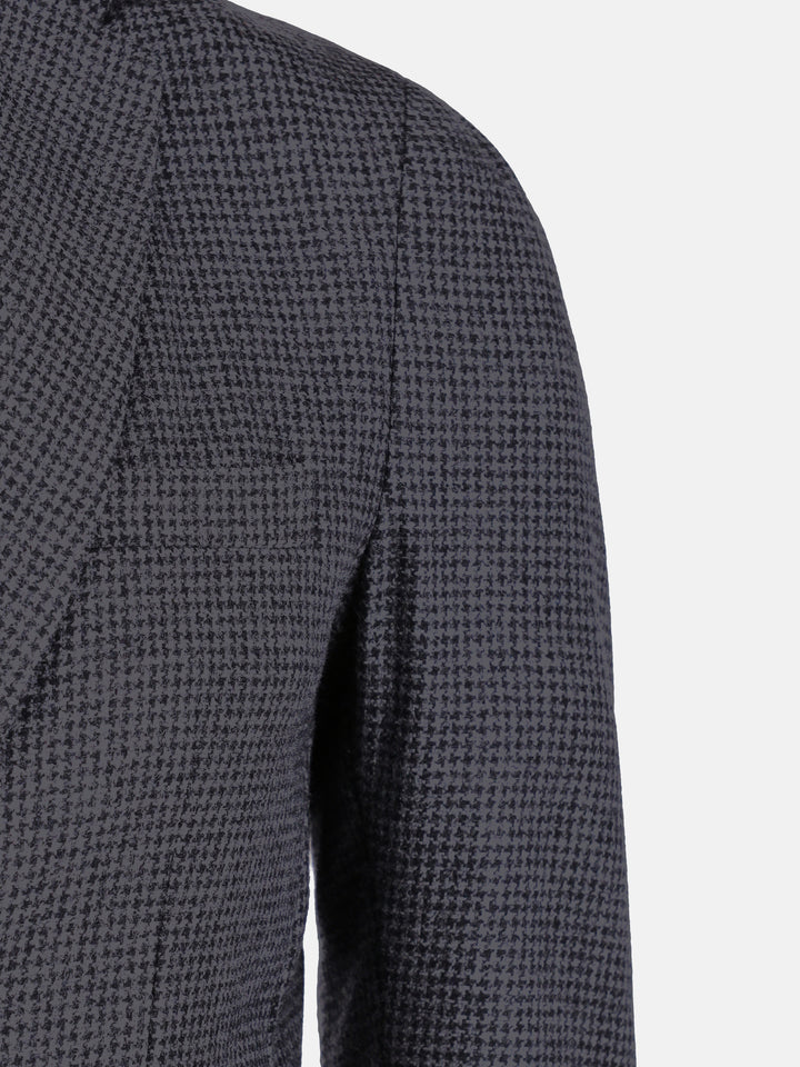 Grey & Black Houndstooth Wool Blended Blazer Brumano Pakistan