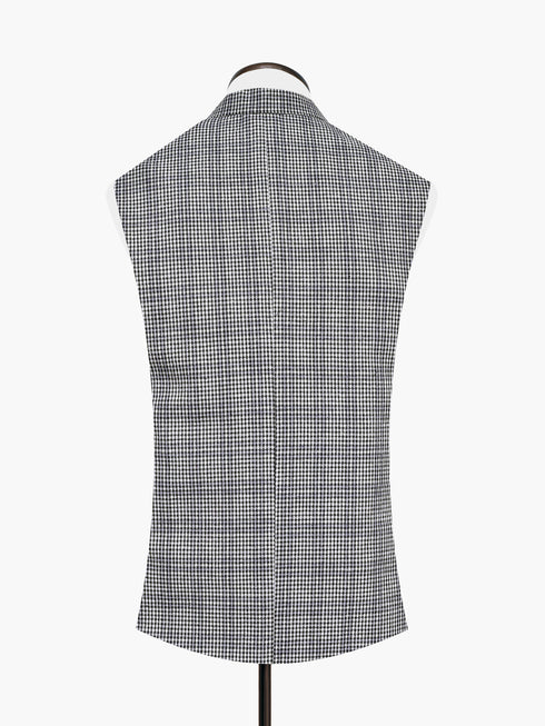 Grey & Black Micro Checkered Wool Waistcoat