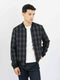 Grey & Black Wool Checkered Bomber Jacket