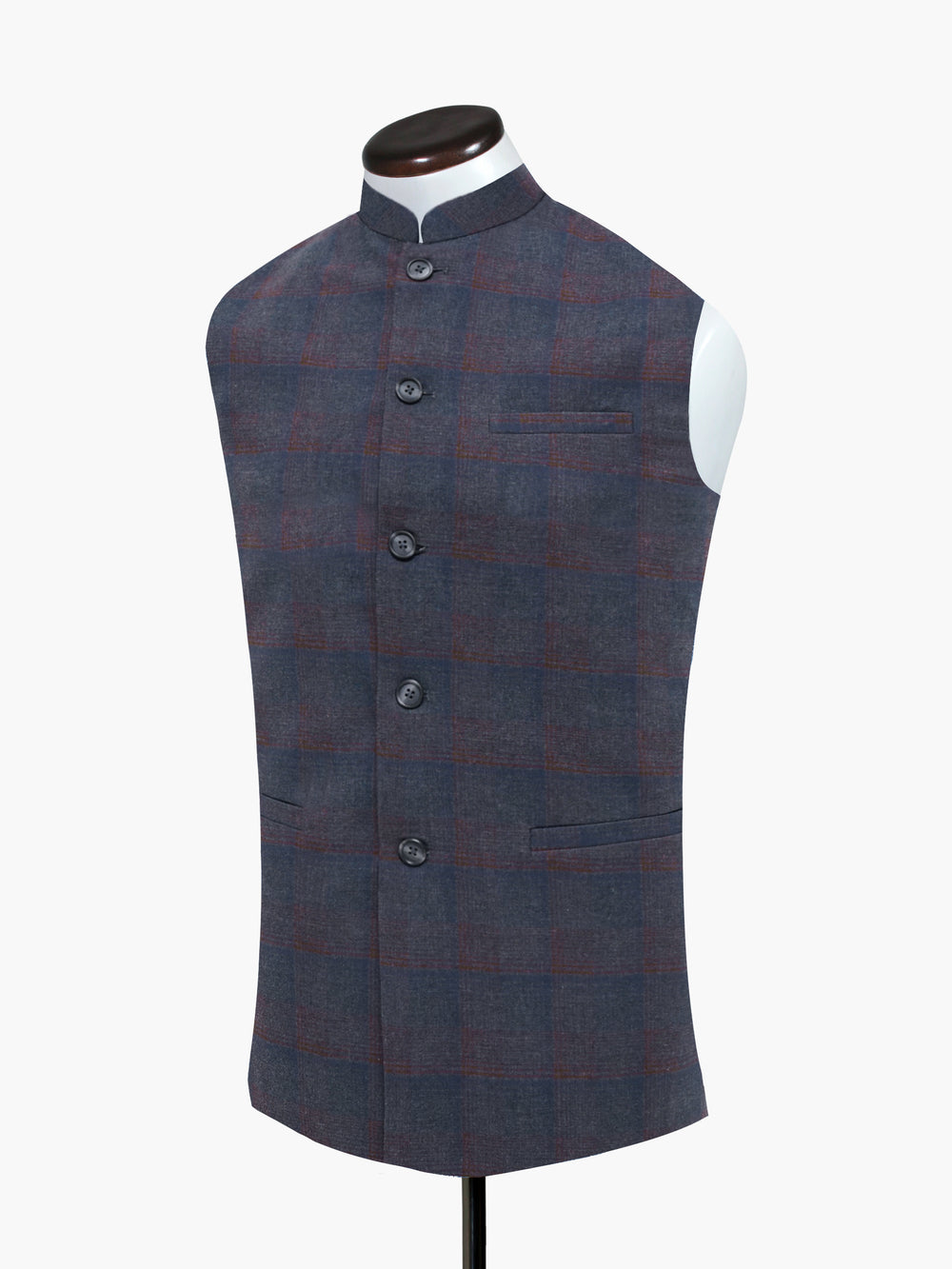 Grey bluecheckeredwaistcoatbrumanopakistan1