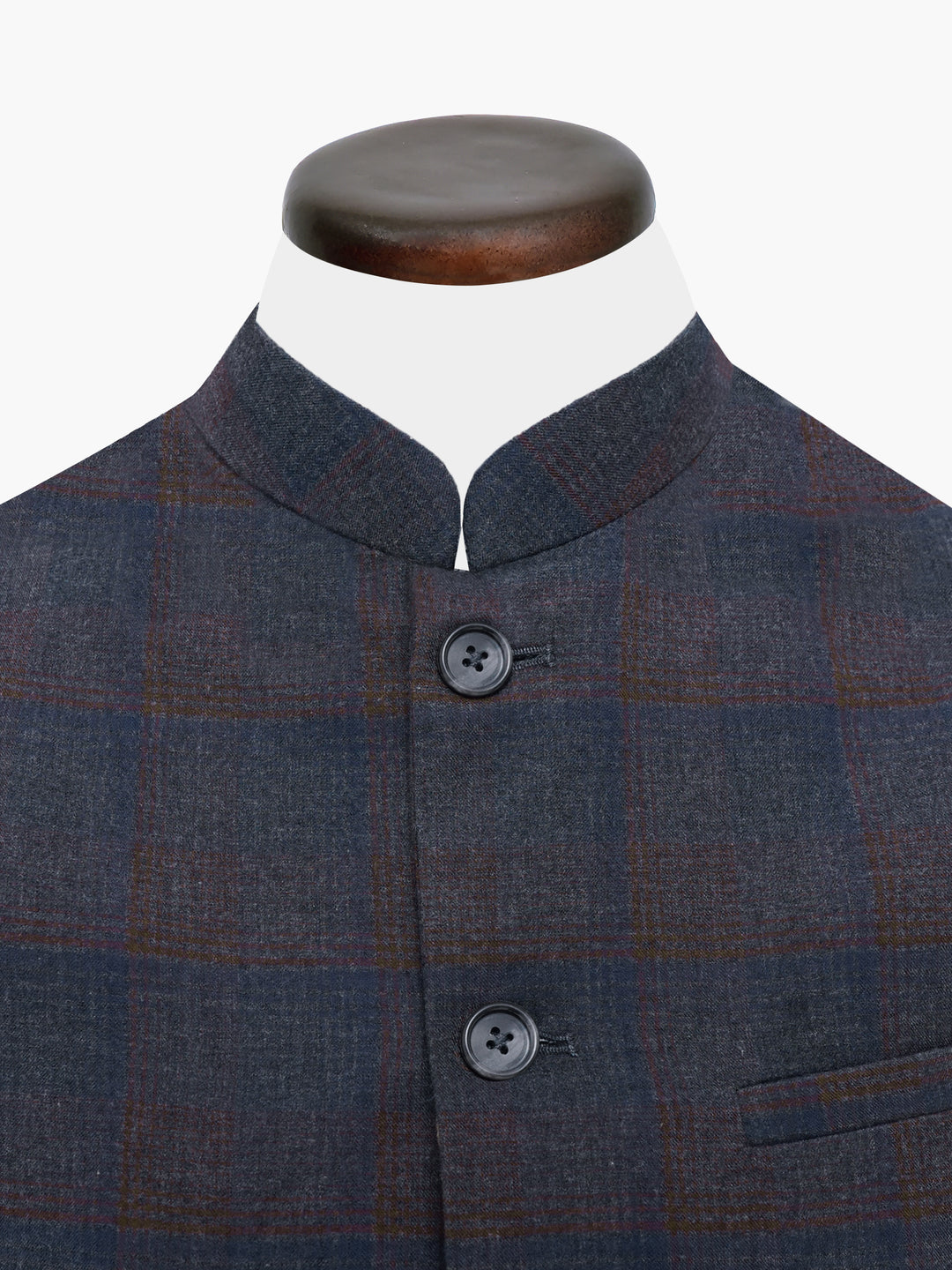 Grey & Blue Checkered Waistcoat