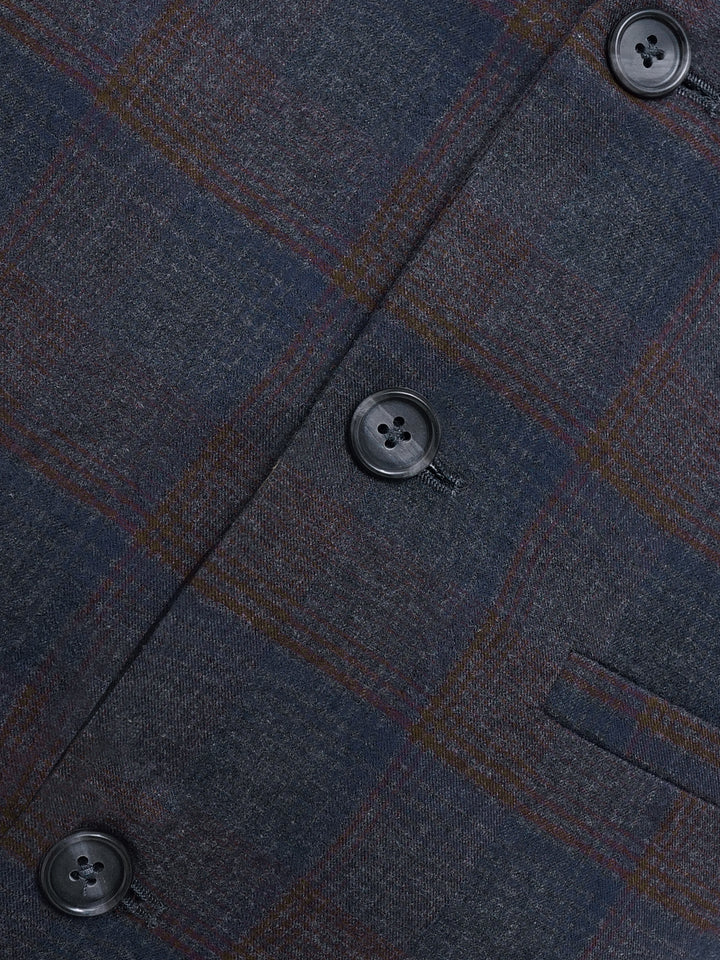 Grey & Blue Checkered Waistcoat