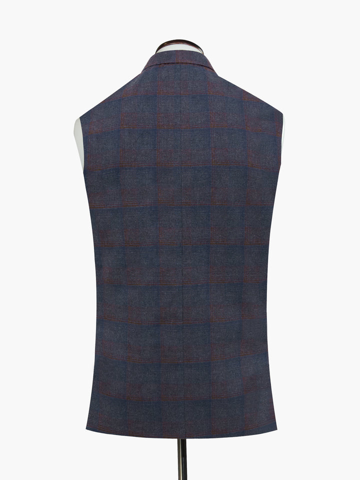 Grey & Blue Checkered Waistcoat