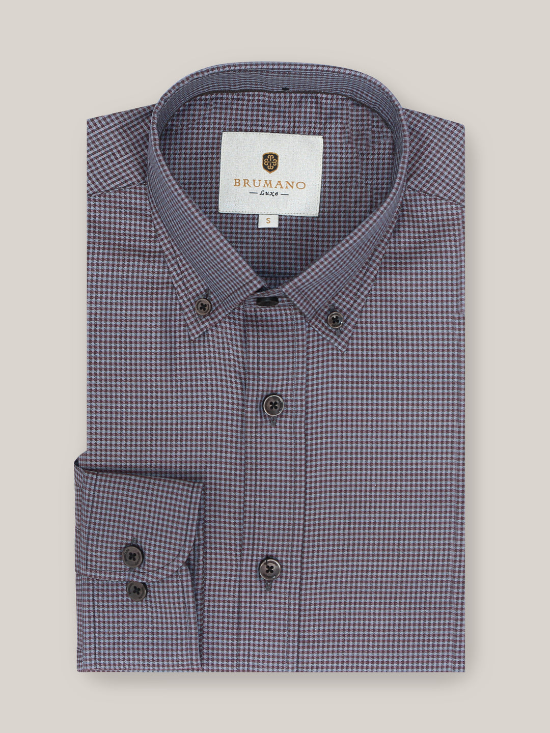 Grey & Burgundy Micro Houndstooth Formal Shirt Brumano Pakistan
