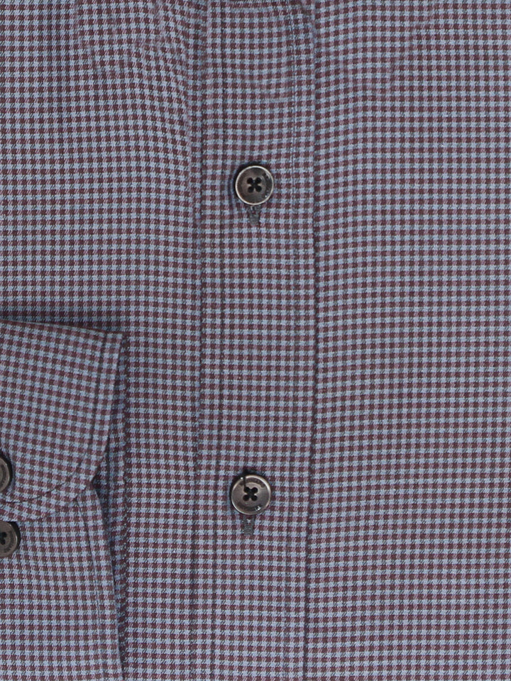 Grey & Burgundy Micro Houndstooth Formal Shirt Brumano Pakistan